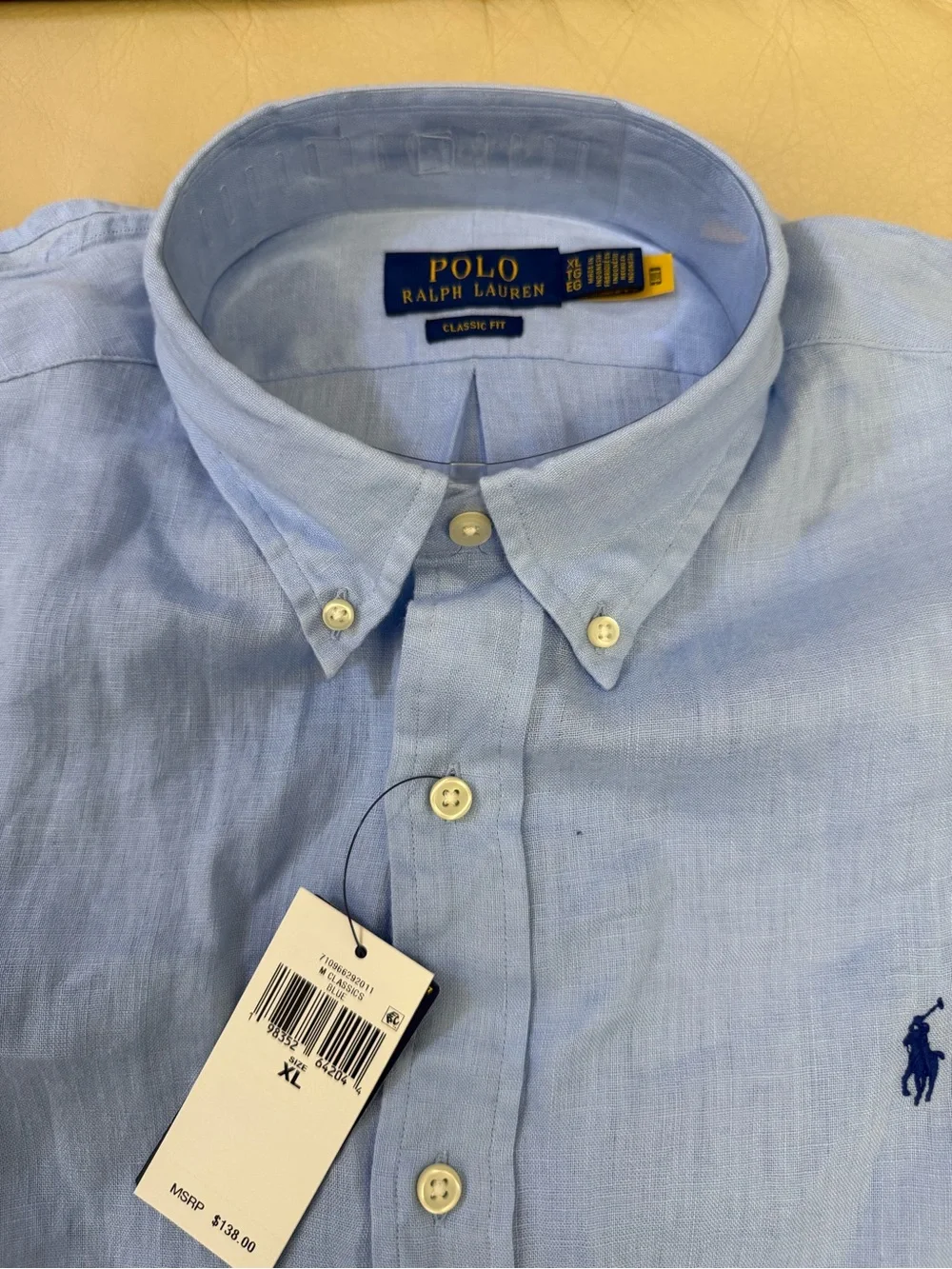 Polo by Ralph Lauren Light Blue Button-Down Linen Shirt
